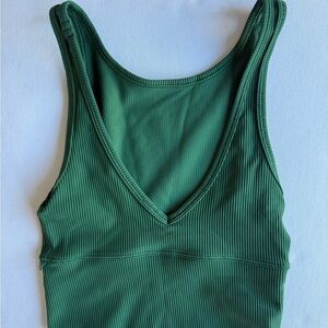 Lululemon Athletica Power Pivot Ribbed Forest Green V-Neck Tank Top